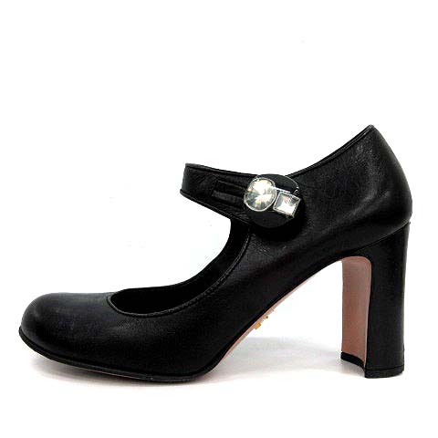 プラダ PRADA パンプス ハイヒール アンクルストラップ ビジュー 