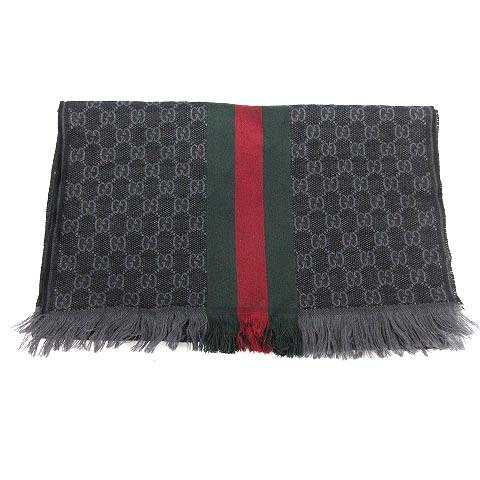 グッチ GUCCI マフラー ストール GG柄 シェリーライン ウール シルク混  