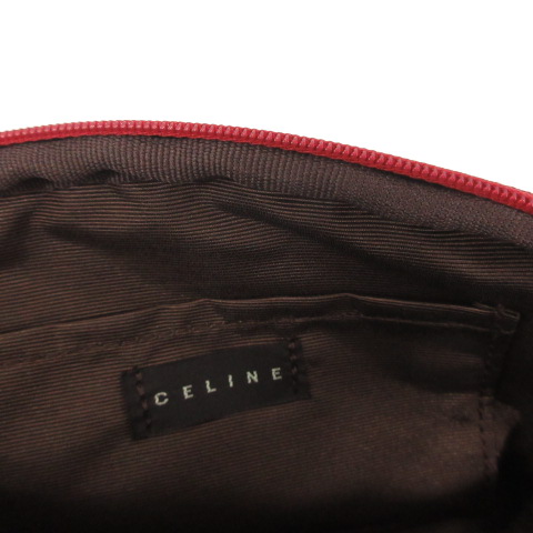 【レア】ヴィンテージ セリーヌ ポーチ レッド セリーヌ CELINE ポーチセット ハンカチ チーフ マカダム柄 赤
