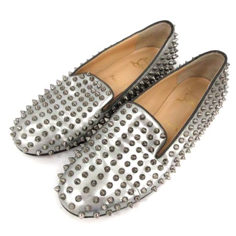 Christian Louboutin メタリック スタッズ スリッポン（クリスチャン 