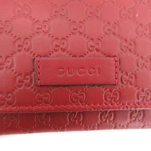 グッチ GUCCI マイクロシマ レザー カードケース 名刺入れ 赤 レッド