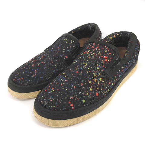 ポールスミス Paul Smith Ps スリッポン フラットシューズ 総柄 Uk7 26cm 黒 マルチカラー Ym D メンズ 081 ベクトルパーク