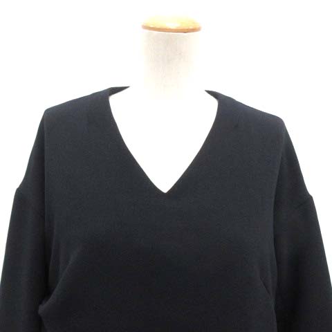 エレンディーク Elendeek ワンピース ロング ミモレ 長袖 Vネック プリーツ プルオーバー 1 S 紺 ネイビー Pj レディース 081 ベクトルパーク