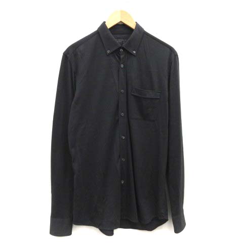 プラダ PRADA 40 15 3/4 L シャツ 長袖 ボタンダウン ウール ナイロン 