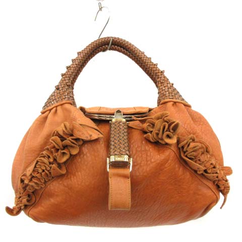 フェンディ FENDI スパイバッグ ハンドバッグ トートバッグ レザー 茶 