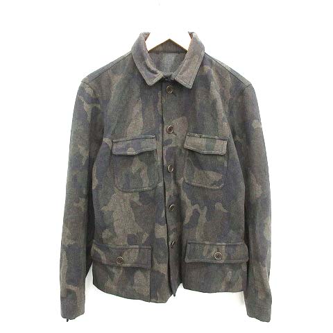 PRADA　ウールカモフラージュ迷彩　ジャケットs プラダ PRADA シャツジャケット ミリタリー 迷彩 カモフラ ウール L