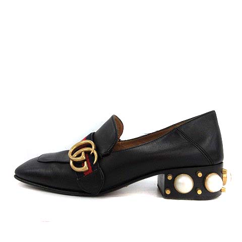 グッチ GUCCI GGパールウェブ シェリーライン ローファー チャンキー 