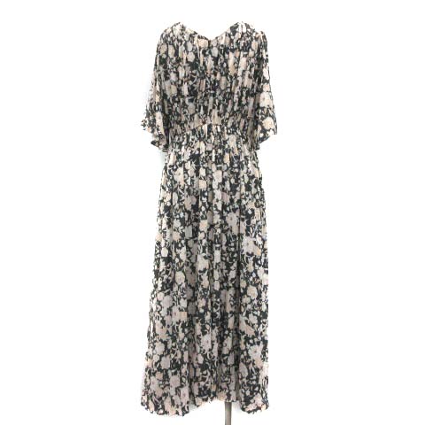 ミラオーウェン Mila Owen ss ウエストマークマキシワンピース ロング 花柄 フローラル 半袖 0 S チャコールグレー ベージュ Ym レディース 081 ベクトルパーク