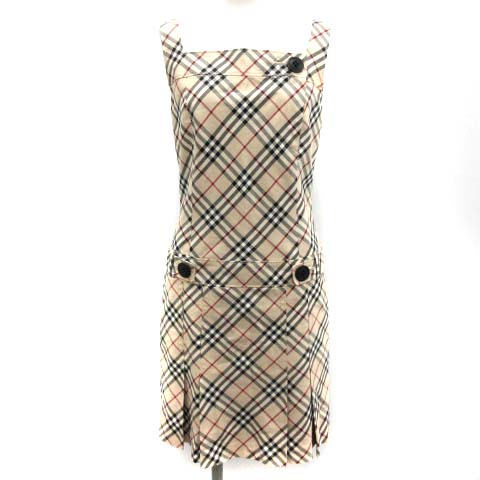 バーバリーブルーレーベル Burberry Blue Label ワンピース ノバチェック プリーツ ミニ ノースリーブ 38 M ベージュ Ek レディース 081 ベクトルパーク