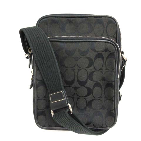 コーチ COACH シグネチャー ショルダーバッグ キャンバス 黒 ブラック 