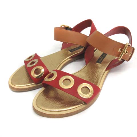 ルイヴィトン LOUIS VUITTON バイカラーストラップサンダル レザー