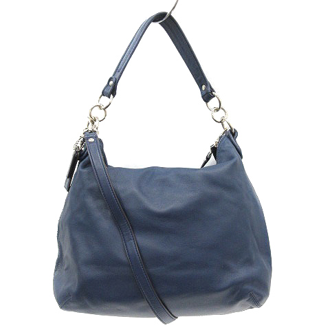COACH コーチ ショルダーバッグ ハンドバッグ 2WAY レザー ネイビー