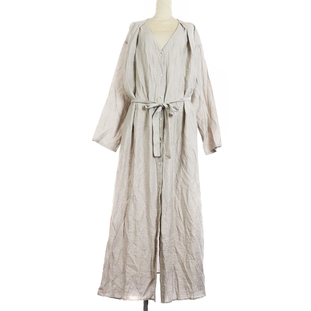 イエナ スローブ Iena Slobe Fi M 19ss ジュピターロングワンピース シャツ マキシ丈 長袖 リボン リネン 麻 グレー Mr レディース 081 ベクトルパーク