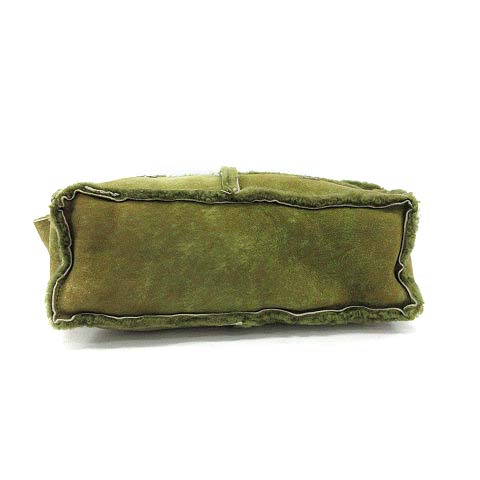 シャネル CHANEL ショルダーバッグ ムートン ココマーク スクエア 緑