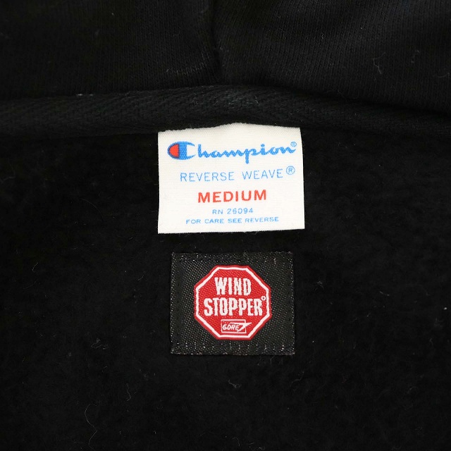 チャンピオン Champion ゴアウインドストッパー Gore Windstopper リバースウィーブ パーカー ジップアップ スウェット 裏起毛 M 黒 ブラック Pj メンズ 081 ベクトルパーク