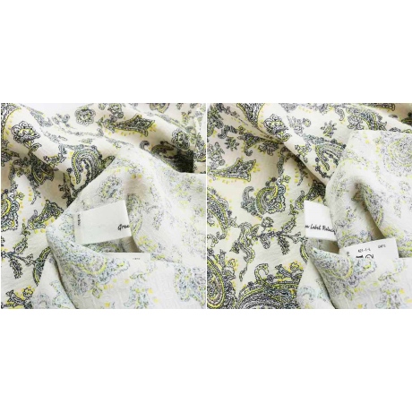 グリーンレーベルリラクシング ユナイテッドアローズ Green Label Relaxing ワンピース ロング フレア 五分袖 ペイズリー柄 リボン 白 ホワイト 黒 ブラック 黄色 イエロー Hz10 レディース 081 ベクトルパーク