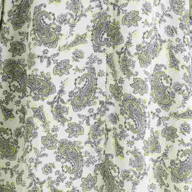 グリーンレーベルリラクシング ユナイテッドアローズ Green Label Relaxing ワンピース ロング フレア 五分袖 ペイズリー柄 リボン 白 ホワイト 黒 ブラック 黄色 イエロー Hz10 レディース 081 ベクトルパーク