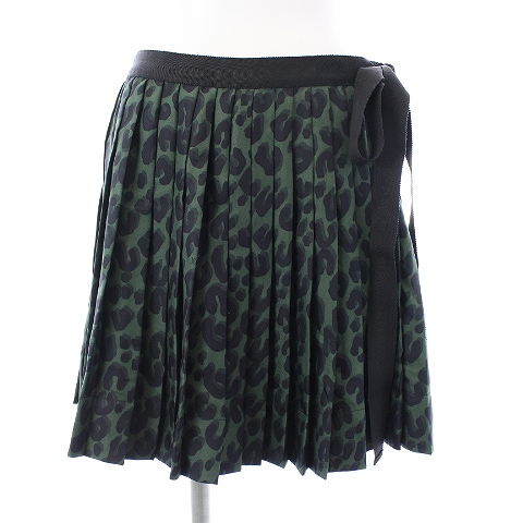 ルイヴィトン LOUIS VUITTON スカート ミニ プリーツ シルク ヒョウ柄  