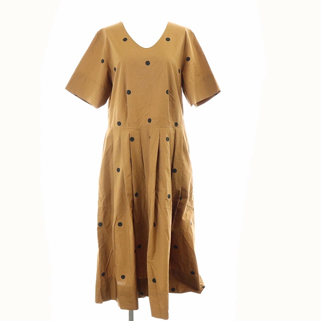マーガレットハウエル Margaret Howell 21ss Big Spot Cotton ワンピース 半袖 ロング ドット 1 S 茶 ブラウン Kh レディース 081 ベクトルパーク