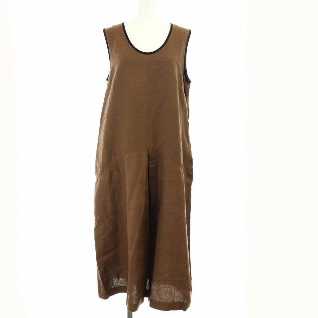 マーガレットハウエル Margaret Howell 18ss Dense Fine Linen Poplin ワンピース ノースリーブ ロング リネン 麻 1 S 茶 ブラウン Kh レディース 081 ベクトルパーク