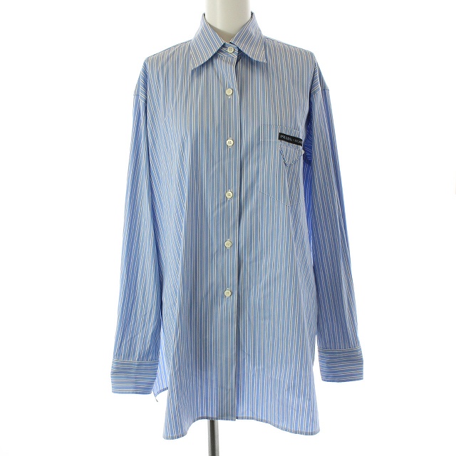 プラダ PRADA 20SS ブラウス シャツ 長袖 プルオーバー ストライプ 36 