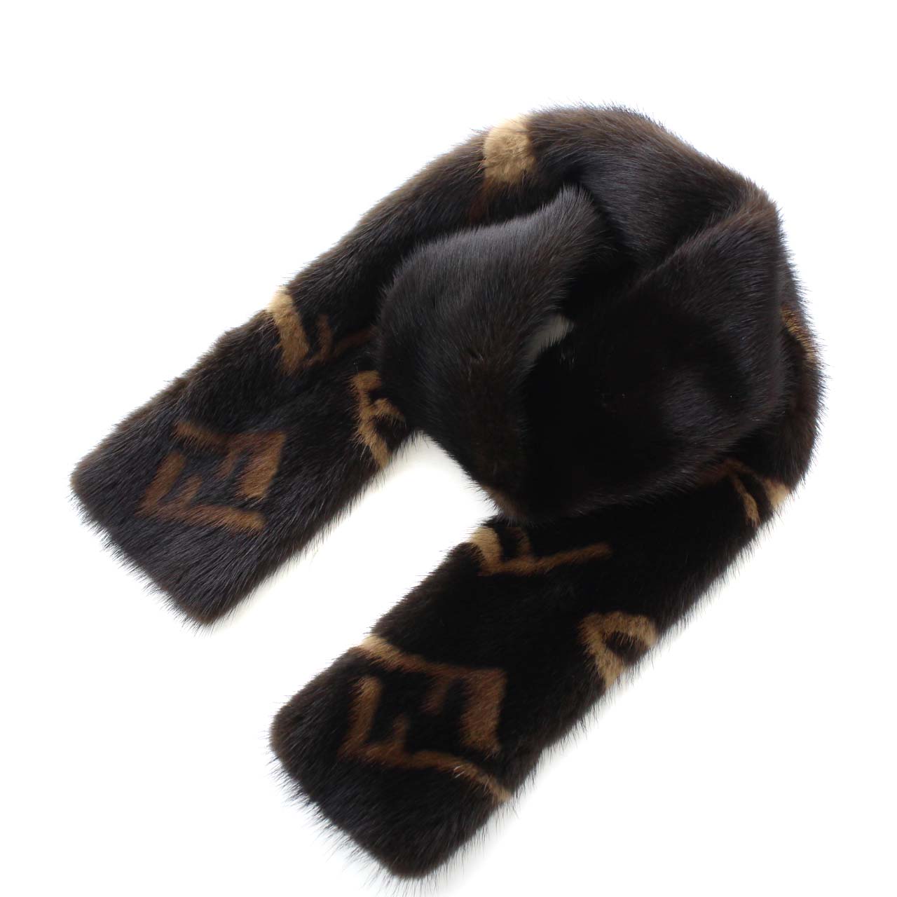 フェンディ FENDI マフラー ストール ファー ズッカ柄 毛皮 茶色  