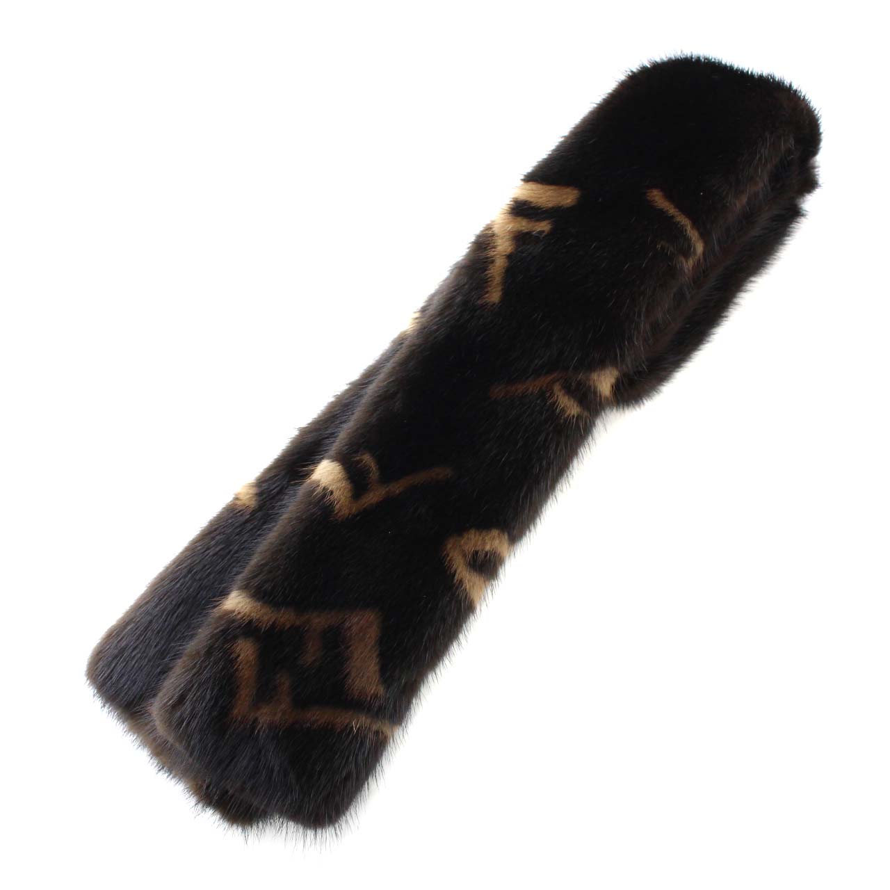フェンディ FENDI マフラー ストール ファー ズッカ柄 毛皮 茶色 