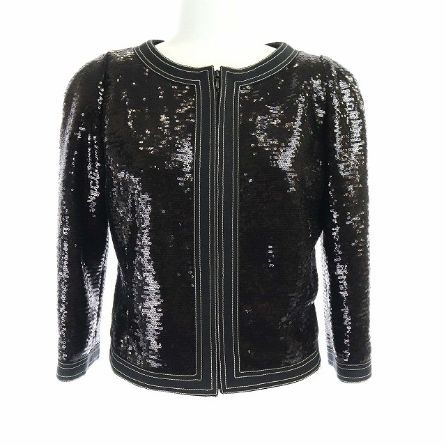 シャネル CHANEL ノーカラージャケット スパンコール 七分袖 ショート 