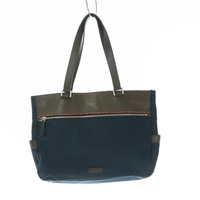 ポール・スミス PAULSMITH ネイビー ナイロン レザートートバッグ