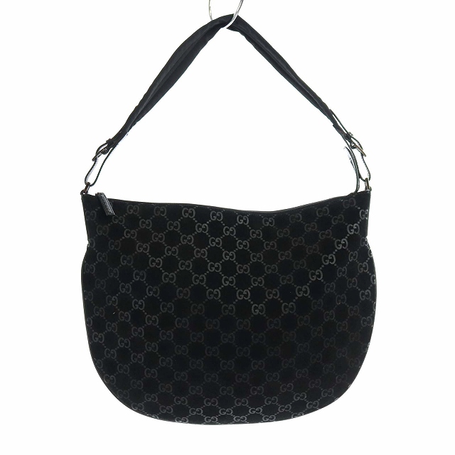 グッチ GUCCI ワンショルダーバッグ スエード GG柄 黒 ブラック 001