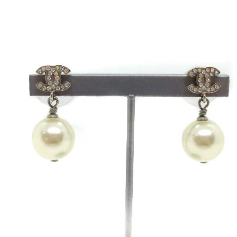 シャネル CHANEL 11A ピアス ココマーク パール ラインストーン 白