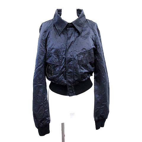 ディーゼル Diesel ジャケット サテン ブルゾン ワッペン ショート丈 S ネイビー 紺 G レディース 081 ベクトルパーク