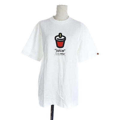 アベイシングエイプ A Bathing Ape Juice Tシャツ カットソー 半袖 イラスト プリント Small S 白 ホワイト An33 レディース 081 ベクトルパーク