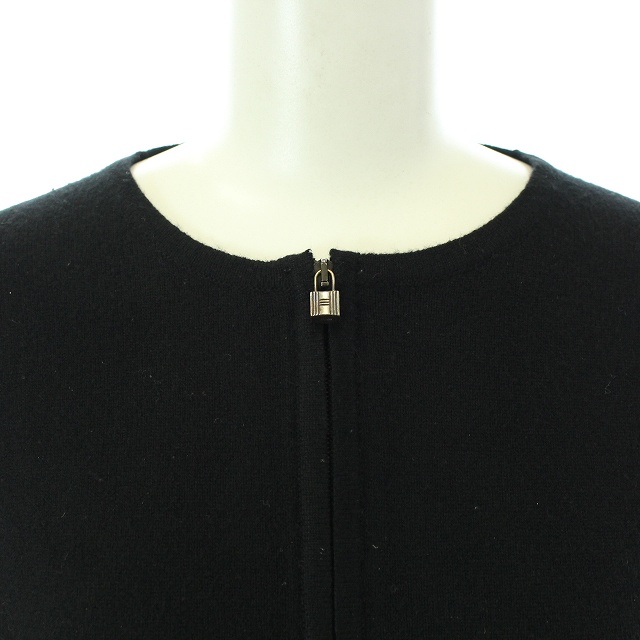 HERMES エルメス ジップセーター カーディガン 黒 HERMES エルメス ジップアップ カーディガン カシミヤ×コットン 黒