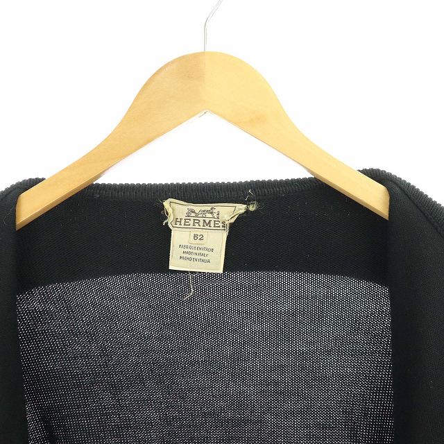 エルメス HERMES ニットカーディガン スエード 切替 ジップアップ 