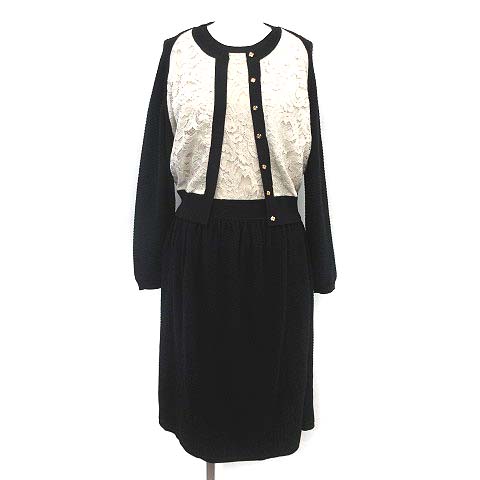 ポールカ Paule Ka ワンピース カーディガン セット リブニット レース ロング S M 黒 ブラック G レディース 081 ベクトルパーク