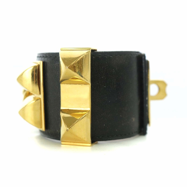 エルメス コリエドシアン ブレスレット バングル 黒ブラック シルバー