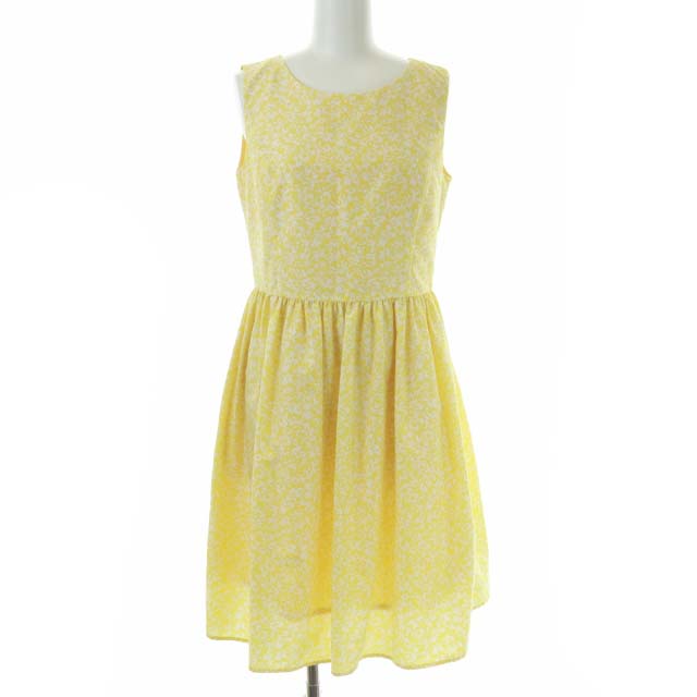 ビームスライツ Beams Lights 花柄プリント ワンピース ひざ丈 ノースリーブ フラワー フローラル 36 S 黄 イエロー St レディース 081 ベクトルパーク