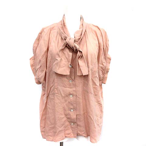 サクラ Sacra ブラウス パフスリーブ シャツ 半袖 ボウタイ リボン 38 M ピンクベージュ G レディース 081 ベクトルパーク
