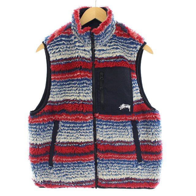 未使用品 ステューシー STUSSY STRIPED SHERPA VEST ベスト フリース 