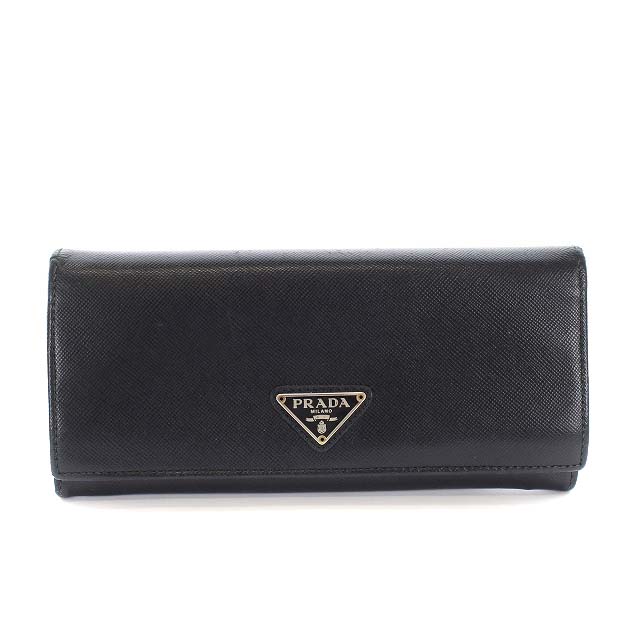 PRADA サフィアーノレザー ブラック 二つ折り財布 M201A プラダ PRADA 長財布 二つ折り財布 サフィアーノ レザー 黒