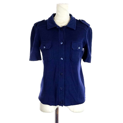 プラダ PRADA ニット ブラウス ポロシャツ 半袖 コットン 42 XS 紺