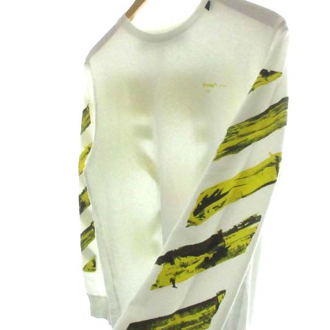 人気セール，低価 19ss OFF-WHITE オフホワイト ACRYLIC ARROW アロー ロング Tシャツ カットソー ロゴ プリント 長袖 M 黒 ブラック