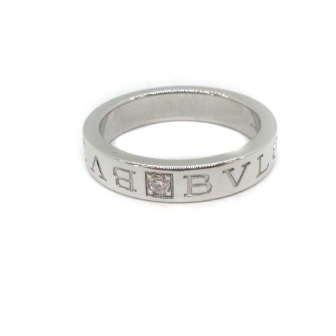 ブルガリ BVLGARI 1Pダイヤ ダブルロゴ リング 指輪 750 K18WG 13号 
