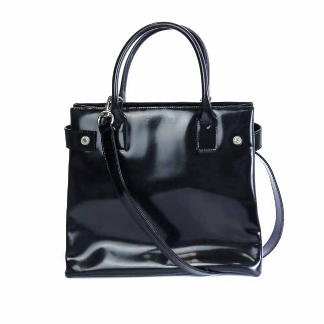 グッチ GUCCI ハンドバッグ ショルダーバッグ 2way エナメル 黒 