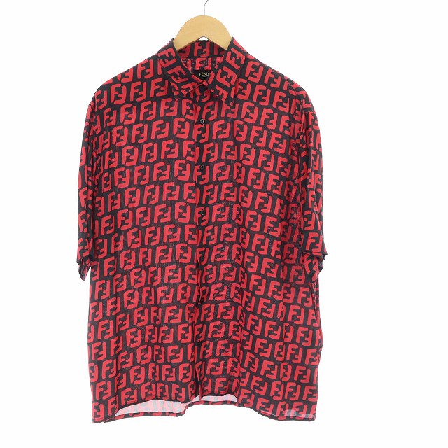 フェンディ FENDI 19SS ズッカ 半袖 シャツ FFロゴ 総柄 レーヨン 41 L 