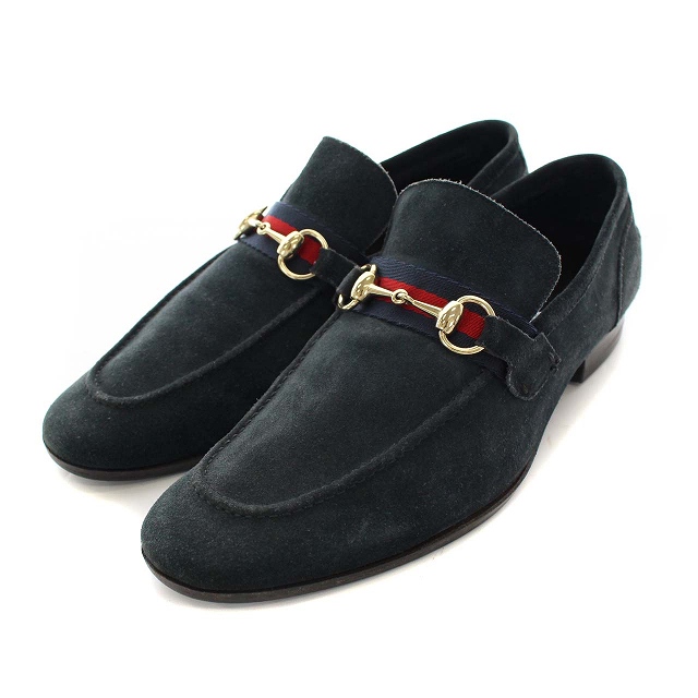 グッチ GUCCI シェリーライン ホースビット スエード ローファー 42E  
