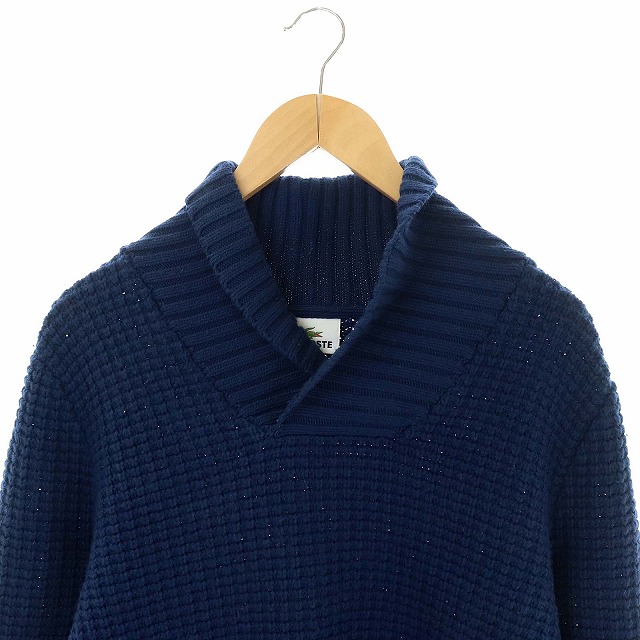 ラコステ Lacoste ショールカラー ニット セーター プルオーバー ウール混 アンゴラ混 カシミヤ混 4 M 紺 ネイビー Si26 メンズ 081 ベクトルパーク
