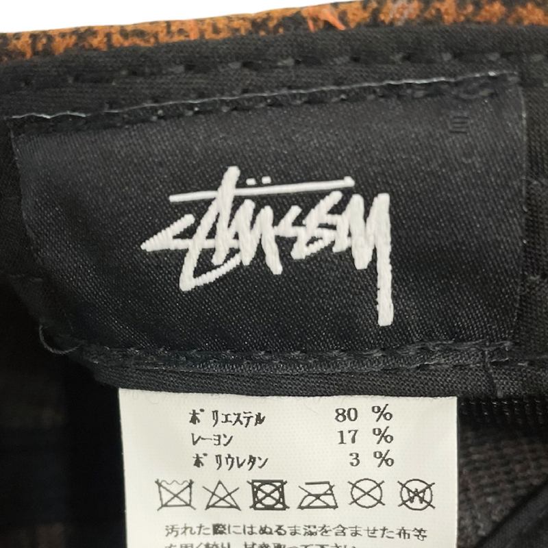 ステューシー STUSSY キャップ 帽子 ビックロゴ チェック柄 茶