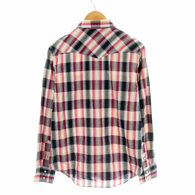 良品』RRL(ダブルアールエル)ウエスタンチェックシャツ サックス×白×赤